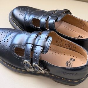 Dr. Martens Womens Black Double-Strap Mary Jane Shoes